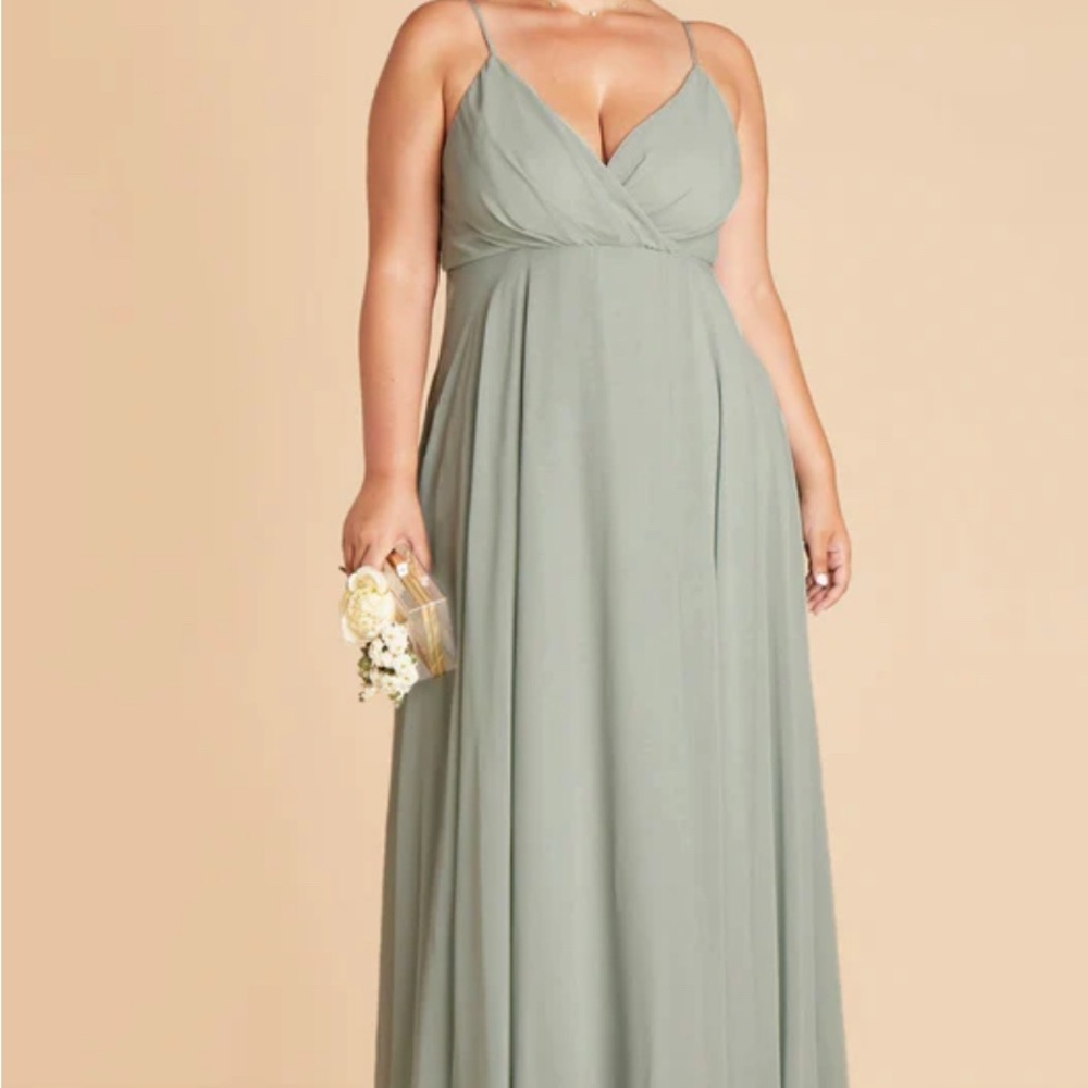 Birdy Grey Green Pleated Ruched Gown Wedding